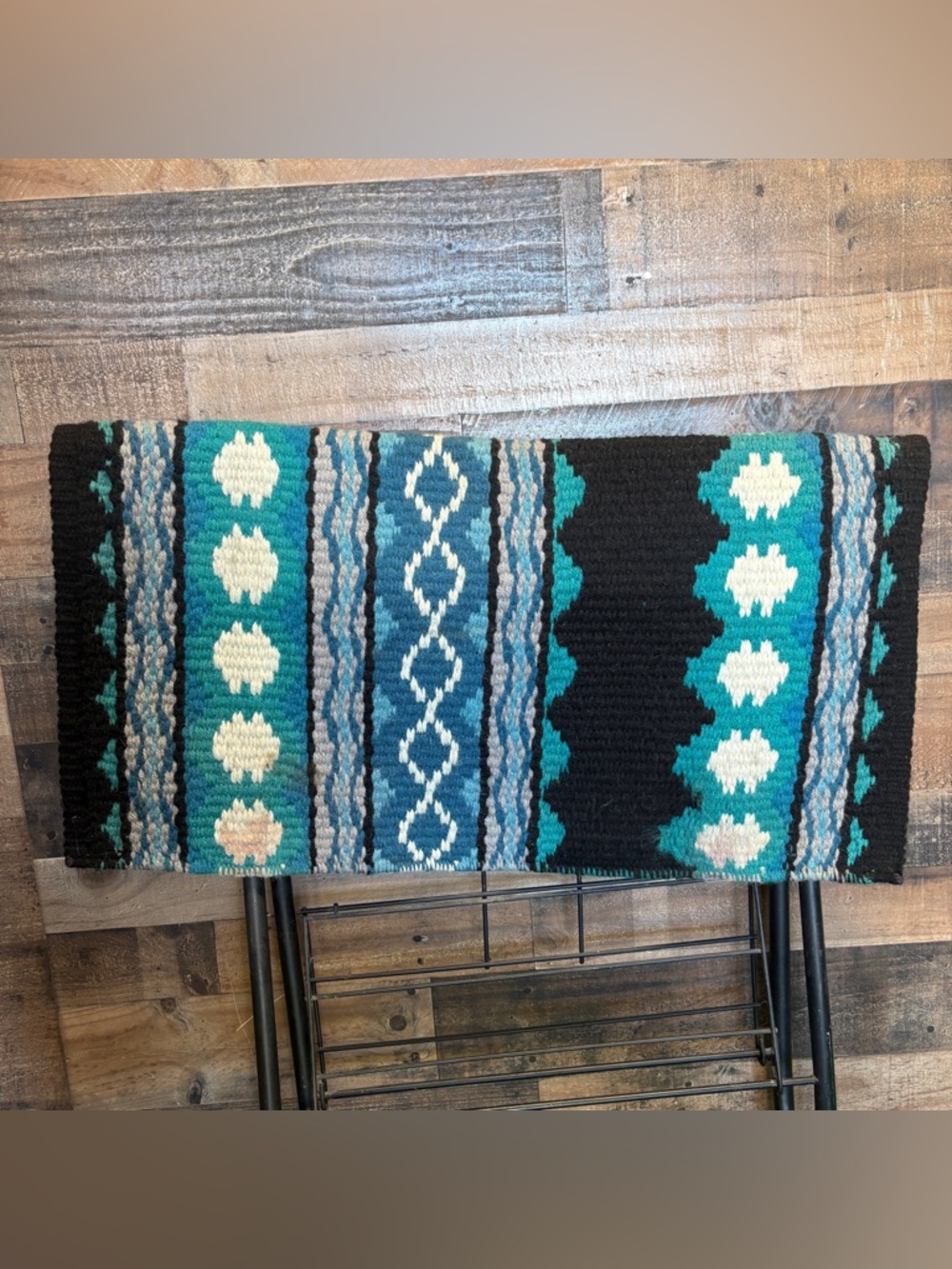 Mayatax Ranch Saddle Blanket- Teal and Black